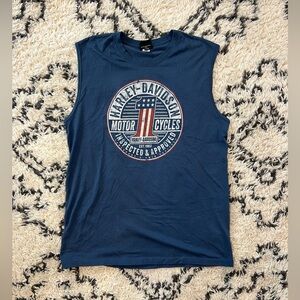Harley-Davidson Men's Ringleader Sleeveless Cotton Muscle Shirt Ensign Blue 2XL